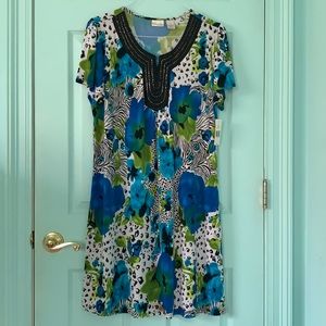 Women’s Green and Blue Flower Printed Dress Size 1X